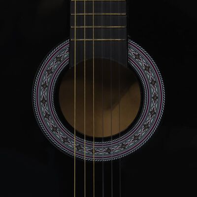 vidaXL Класическа китара за начинаещи и деца, черна, 3/4, 36"