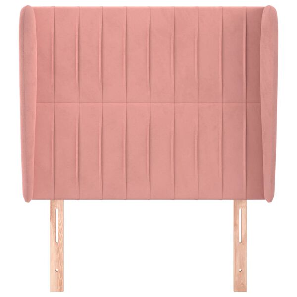 vidaXL Горна табла за легло с уши, розова, 93x23x118/128 см, кадифе