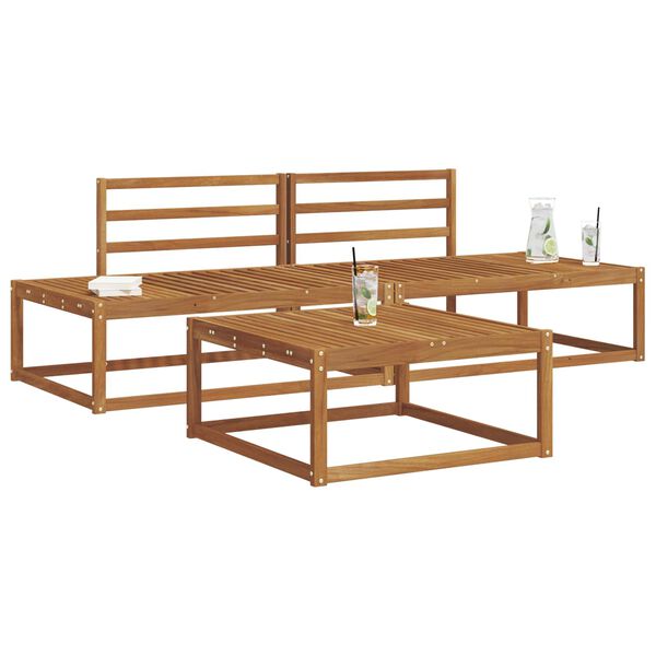 vidaXL Комплект дивани за открито 3 Брой Естествен