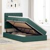 vidaXL Легло с място за съхранение и LED Тъмен зелен 120 x 200 cm