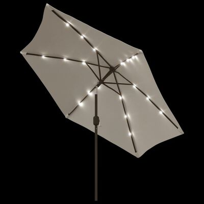 vidaXL LED конзолен чадър, 3 м, пясъчнобял
