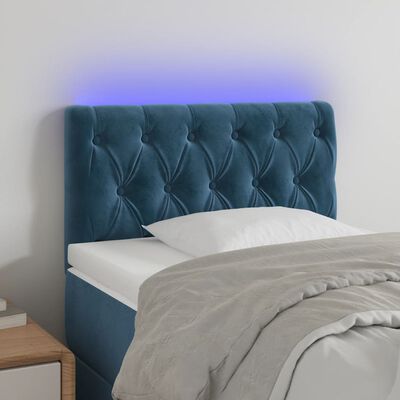 vidaXL LED Горна табла за легло, тъмносиня, 80x7x78/88 см, кадифе