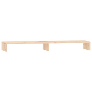 vidaXL Поставка за монитор, 100x27x10 см, бор масив