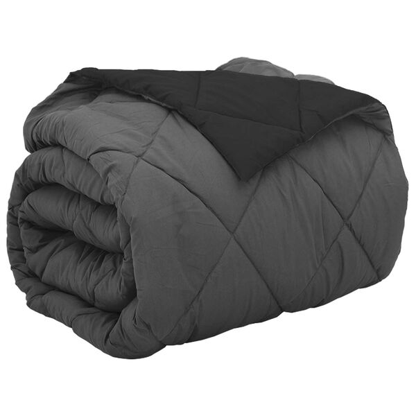 vidaXL Пълно годишно юрганче Черно и антрацит 220 x 200 см Микрофибър