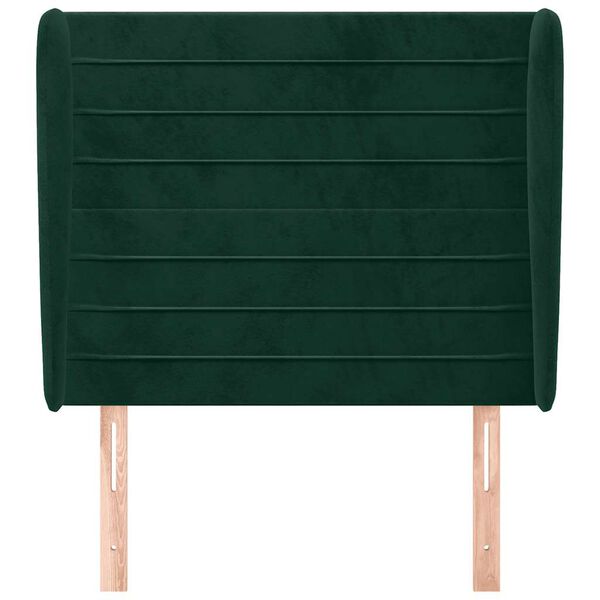 vidaXL Горна табла за легло с уши тъмнозелена 83x23x118/128 см кадифе