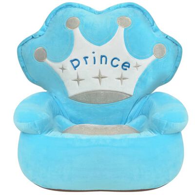 vidaXL Плюшен детски стол, Prince, син