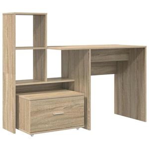 vidaXL Бюро Сонома дъб Инженерна дървесина 131,5 x 50 x 106,5 см