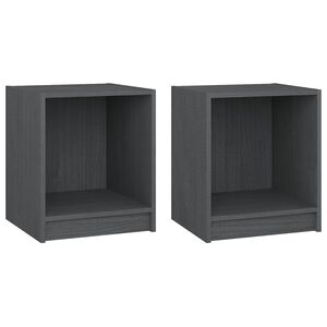vidaXL Нощни шкафчета, 2 бр, сиви, 35,5x33,5x41,5 см, бор масив