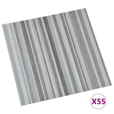 vidaXL Самозалепващи подови дъски, 55 бр, PVC, 5,11 м², светлосиви