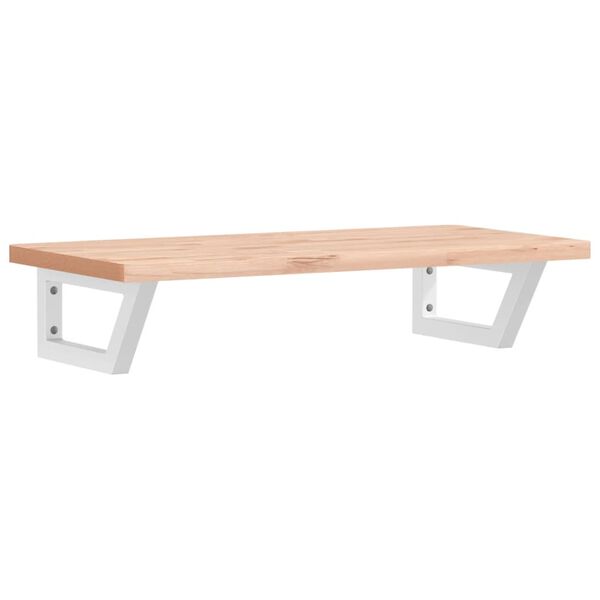 vidaXL Стенен рафт за мивка, стомана и масивно дърво бук