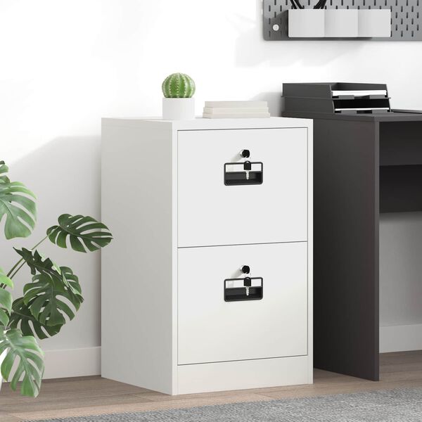 vidaXL Кабинет за файлове с чекмедже с рафт Бяло 44 x 50 x 106.5 см