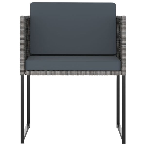 vidaXL Градински комплект с възглавници, 11 части, полиратан, сив