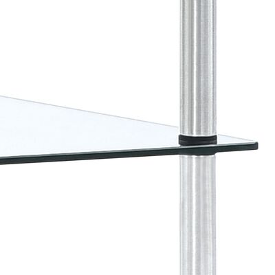 vidaXL Етажерка с 5 рафта, прозрачна, 40x40x130 см, закалено стъкло