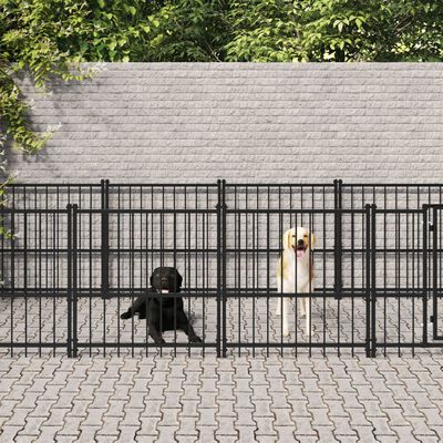 vidaXL Дворна клетка за кучета, стомана, 13,14 м²