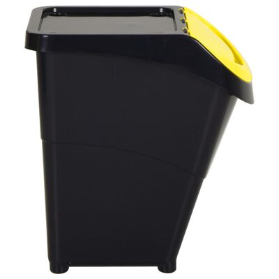 vidaXL Стифиращи кошчета за отпадъци с капаци 3 бр черно PP 120 л