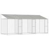 vidaXL Кучешка клетка с покрив Сребристо 600 x 200 x 256 см