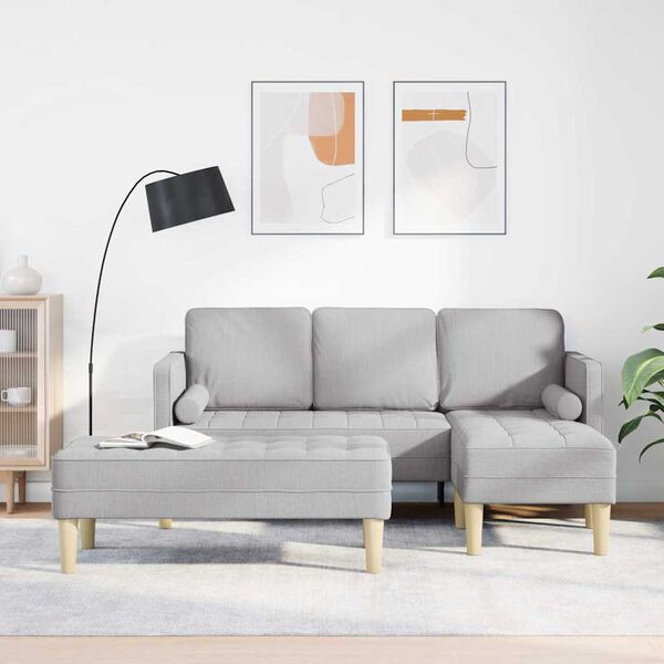 vidaXL Комплект дивани с възглавница 2 pcs Облачно сиво Полиестер