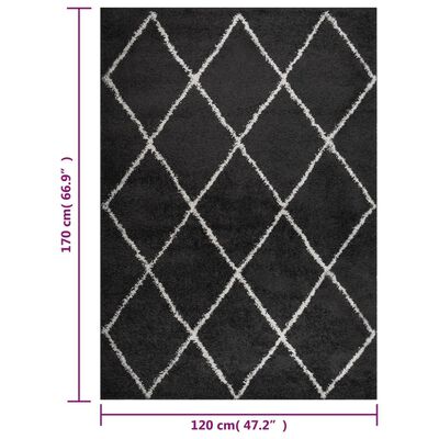 vidaXL Шаги килим с дълъг косъм, кремаво и антрацит, 120x170 см