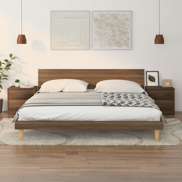 vidaXL Нощни шкафчета, 2 бр, кафяв дъб, 40x30x40 см, инженерно дърво