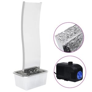 vidaXL Градински фонтан с помпа, неръждаема стомана, 130 см, извит