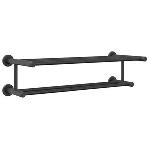 vidaXL Держач за кърпи Черно 61 x 23 x 17 см Неръждаема стомана