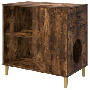 vidaXL Къща за котки Димян дъб 72 x 42.5 x 70 см Инженерно дърво