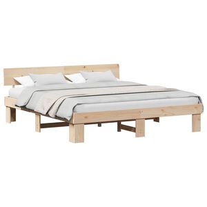 vidaXL Рамка за легло Естествен 180 x 200 cm Солидно борово дърво