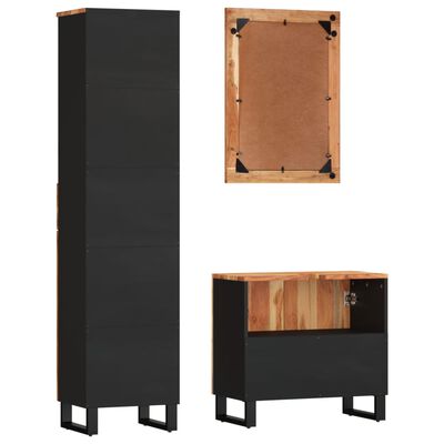 vidaXL Комплект мебели за баня, 3 части, масивна акациева дървесина