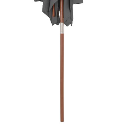 vidaXL Градински чадър с дървен прът, 150x200 см, антрацит