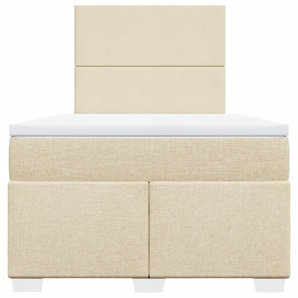 vidaXL Боксспринг легло с матрак, кремаво, 120x200 см, плат