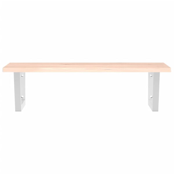 vidaXL Стенен рафт за мивка, стомана и масивно дърво дъб