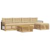 vidaXL Комплект дивани за открито 7 pcs Бяло и Бежово Полиестер