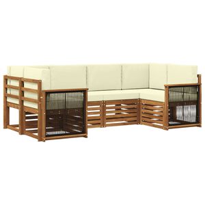 vidaXL Комплект секционен диван с възглавница 5 pcs Натурален и Крема