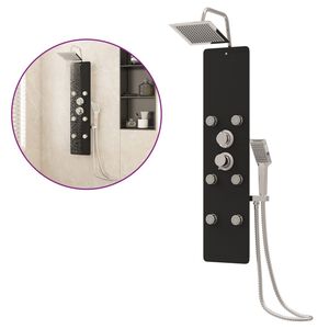 vidaXL Душ панел, стъклен, 25x47,5x130 см, черен