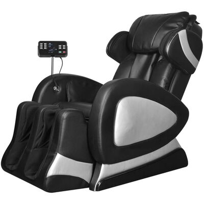 vidaXL Масажен стол със "супер екран", черен, изкуствена кожа