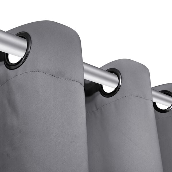 vidaXL Затъмняващи завеси с метални халки, 2 бр, 135x175 см, сиви