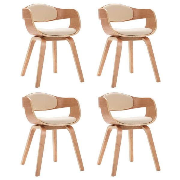 vidaXL Трапезни столове, 4 бр, извито дърво и изкуствена кожа