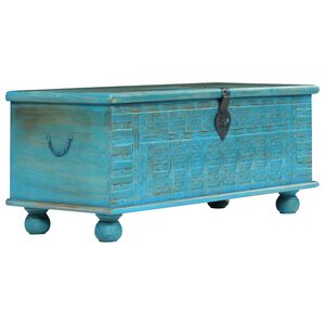 vidaXL Ракла, мангово дърво масив, синя, 100x40x41 cм