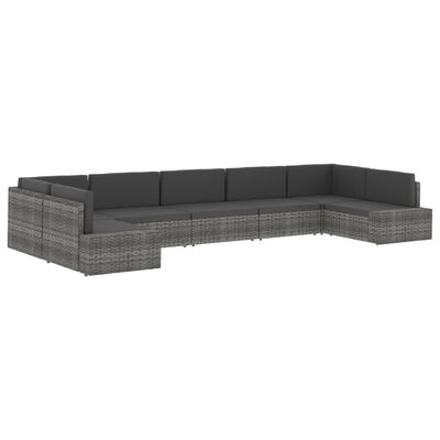 vidaXL Триместен модулен диван, полиратан, черен
