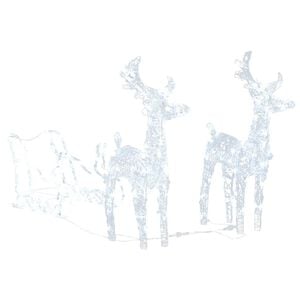 vidaXL Коледна украса елени с шейна, 160 LED, 130 см, акрил