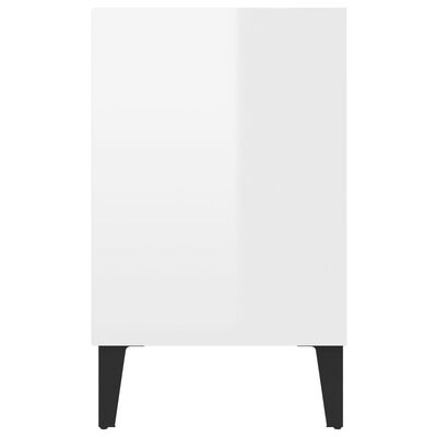 vidaXL ТВ шкаф с метални крака, бял гланц, 103,5x30x50 см