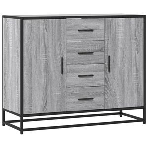 vidaXL Сайдборд, сив сонома, 92x35x76 см, инженерно дърво