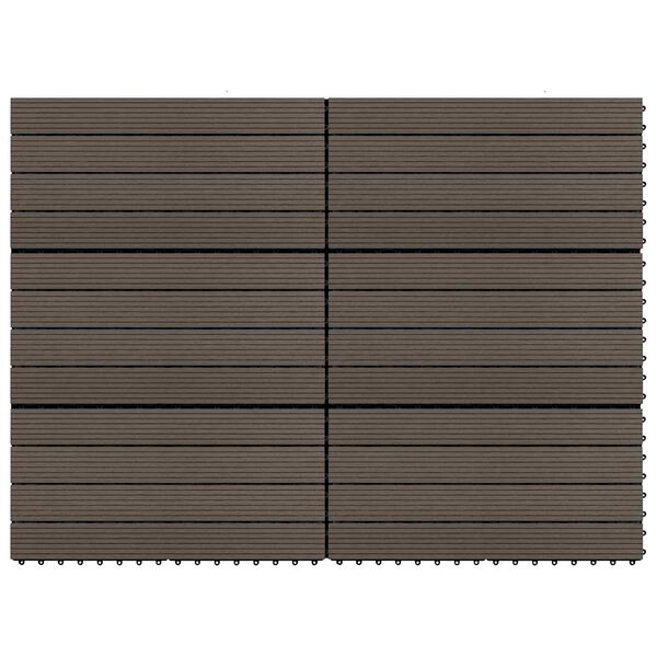 vidaXL Плочка за decking 6 pcs Тъмен кафяв 60 x 30 cm WPC