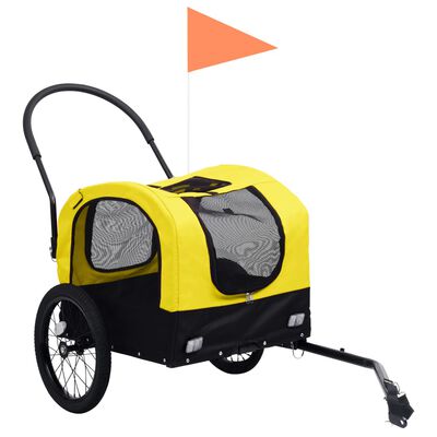 vidaXL 2-в-1 кучешко ремарке за велосипеди и джогинг, жълто и черно