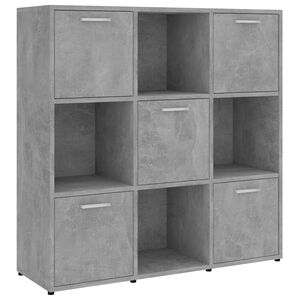 vidaXL Шкаф библиотека, бетонно сив, 90x30x90 см, инженерно дърво