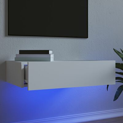 vidaXL ТВ шкаф с LED осветление, бял, 60x35x15,5 см