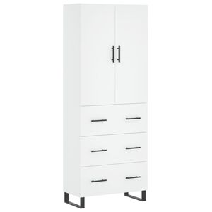vidaXL Висок шкаф, бял, 69,5x34x180 см, инженерно дърво