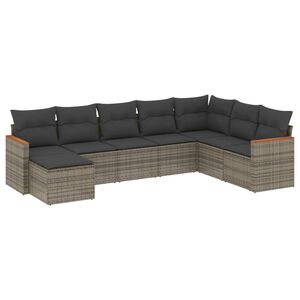 vidaXL Градински комплект диван с възглавници 8 части сив полиратан