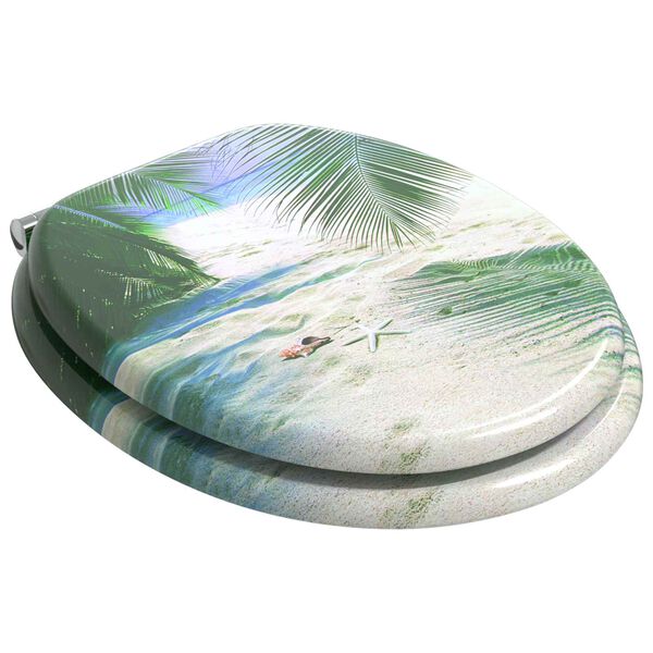 vidaXL Мека затваряща се тоалетна седалка Зелен 44 x 38 см ПДЧ