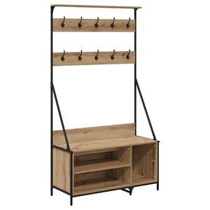 vidaXL Държач за дрехи с рафт Дъб 100 x 41 x 184 см Инженерно дърво